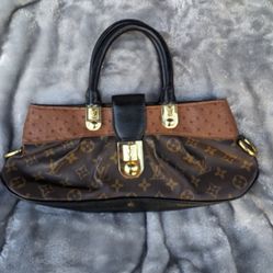 louis vuitton python & ostrich-trimmed monogram macha waltz handle bag