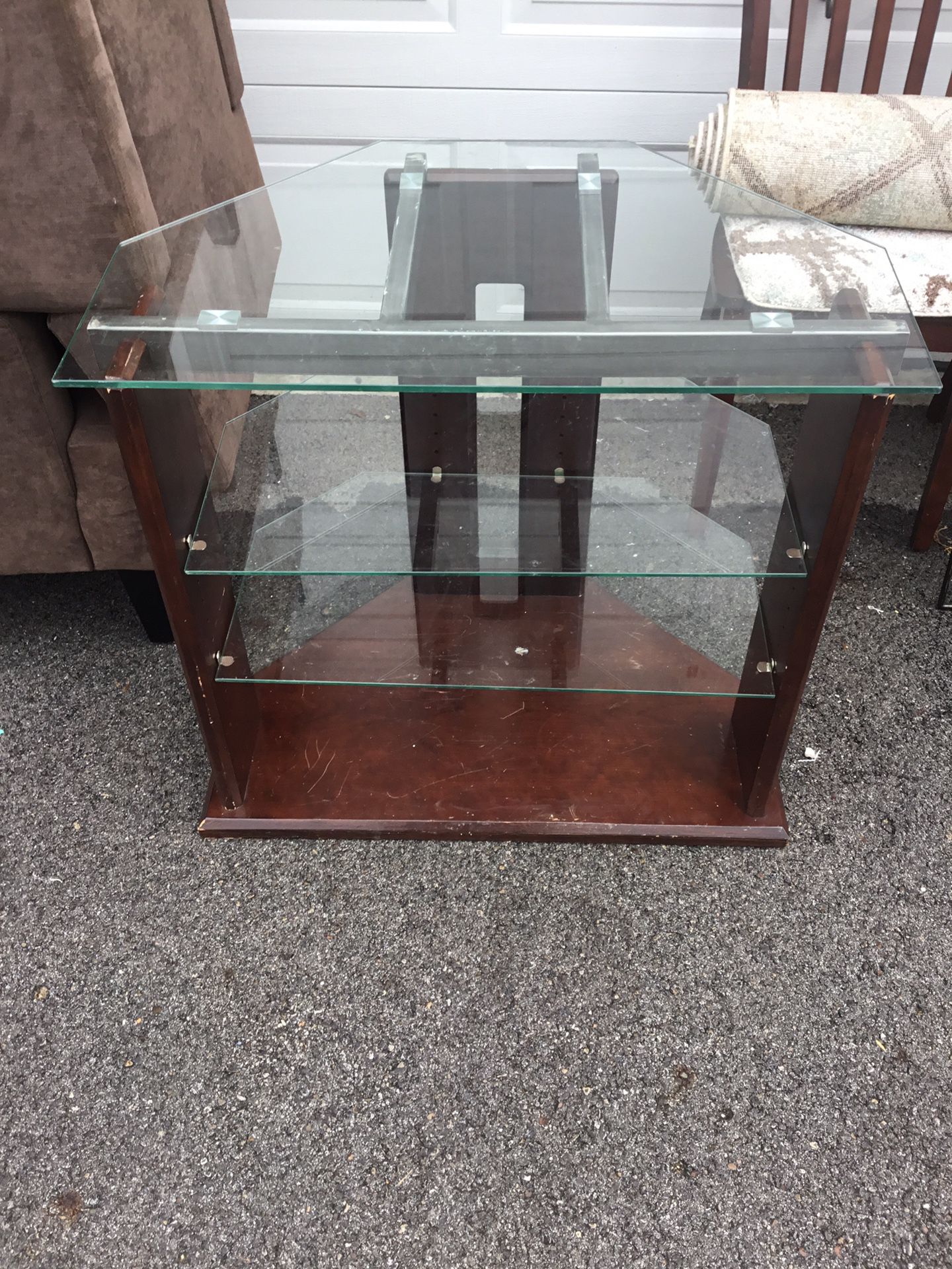 TV Entertainment Stand With Glass Shelves