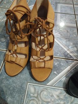 Tan strappy heels