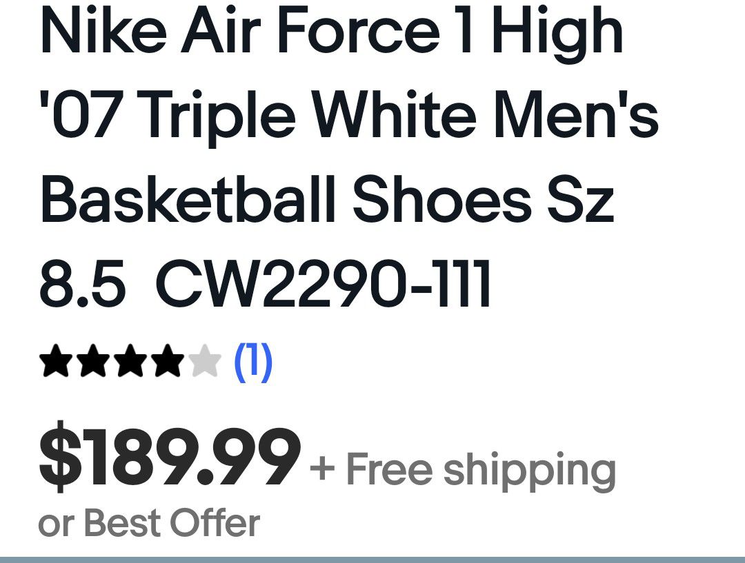 Nike Mens Air Force 1 High '07 CW2290 111 Triple