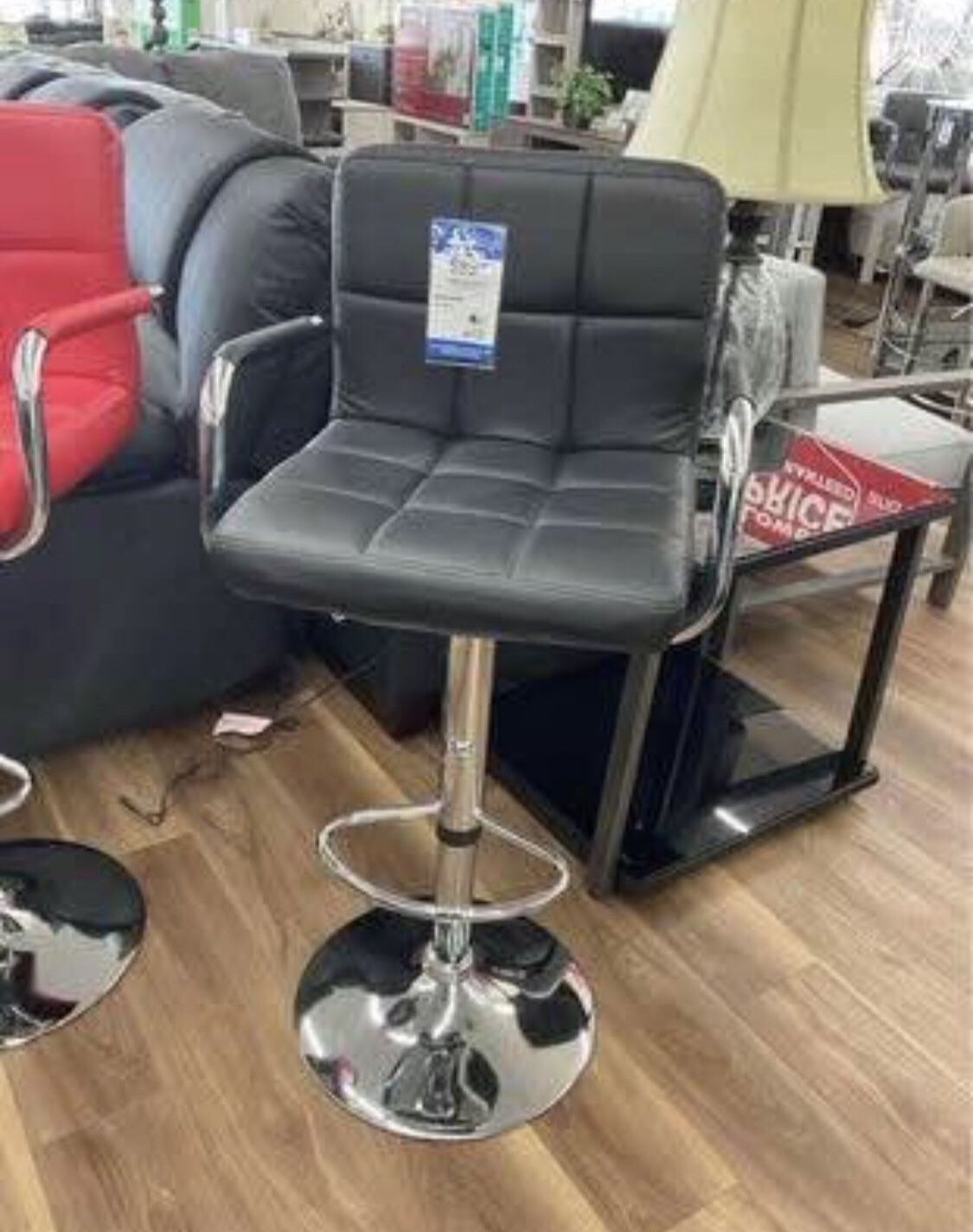 New Black ($65) Or Red ($49) Adjustable Swiveling Bar Stool Chair With Arms