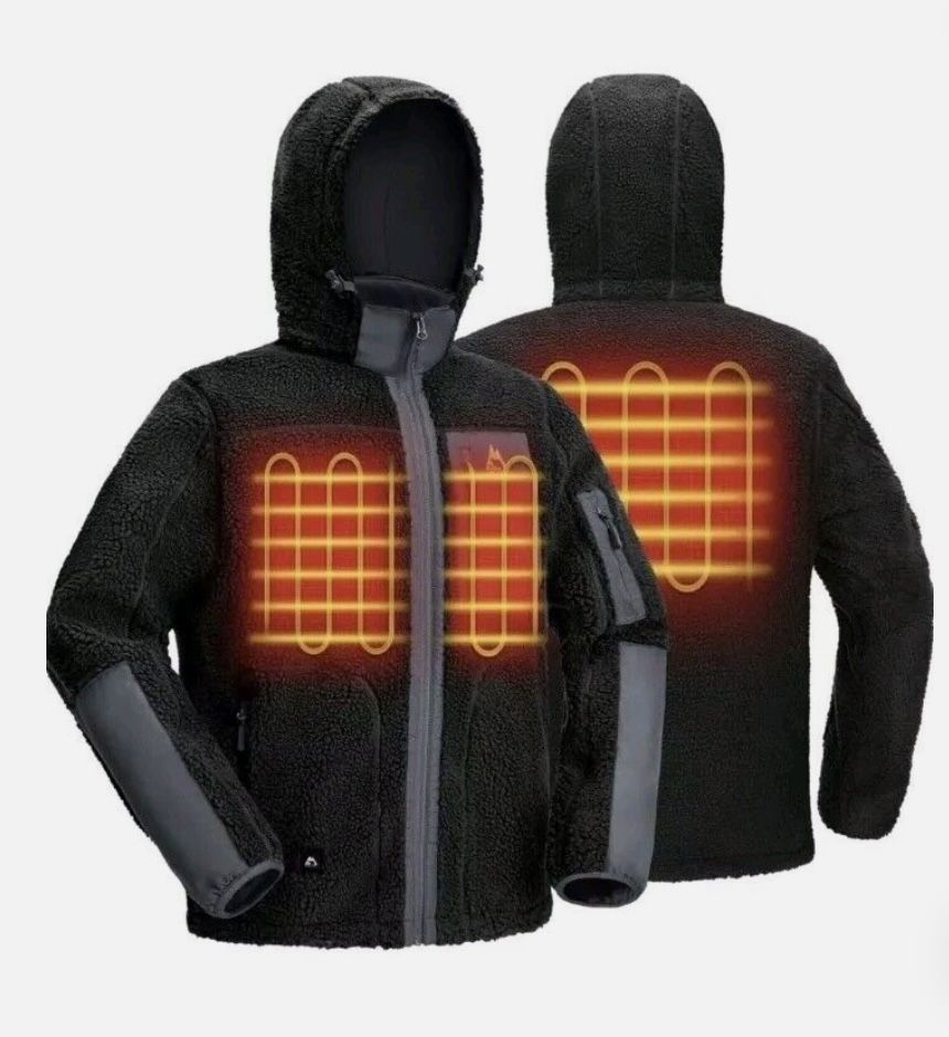 KINGS TREK Sherpa Heated Jacket with Detachable Hood (Battery not Included)