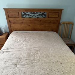 Wooden Queen Bed Frame (Ashley Furniture) With Queen Mattress