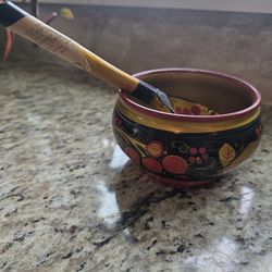 Wooden bowl and spoon