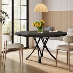 47" Round Dining Table, Modern Circle Kitchen Table for 4