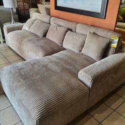 Beige Corduroy Sofa