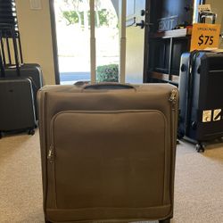 Luggage- Brown Softside Rolling Check-In Garment Bag, Spinner Wheels