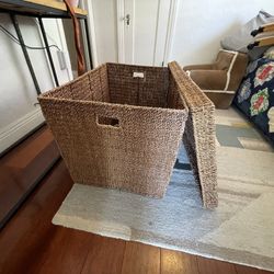 Large Wicker And Wire Storage Basket