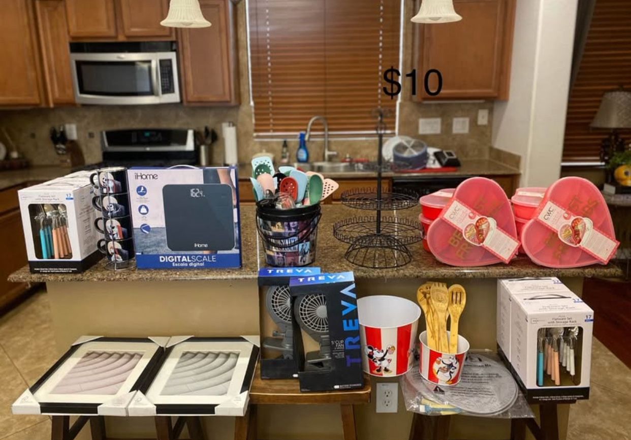 Brand new household items. Prices are on pictures. 3rd picture, everything is $40 each, except pot and pan set is $35 and WII set is $150. Higley and
