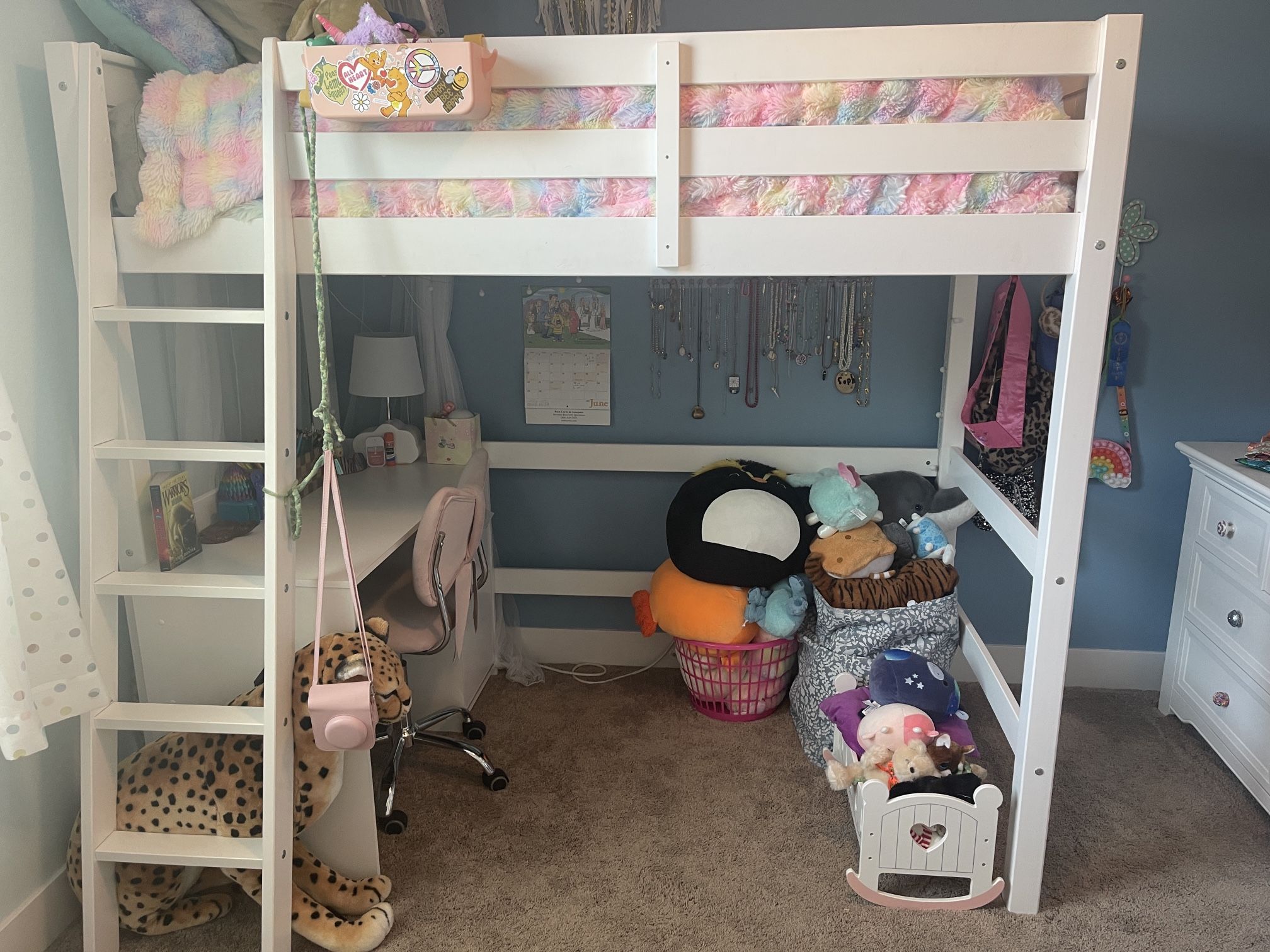 White Loft Bed With Ladder.