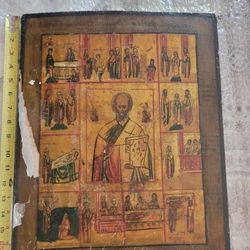 18th Century RUSSIAN ICON depicting 12 Supper Scenes