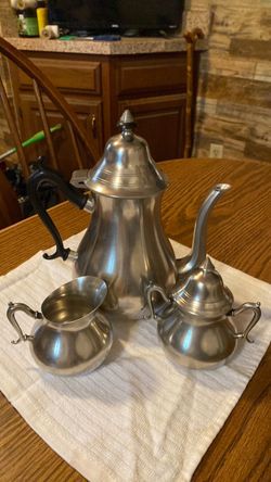 Vintage Royal Holland Pewter Tea Coffee Service Set - Teapot Sugar Creamer Sleepy Hollow Restoration