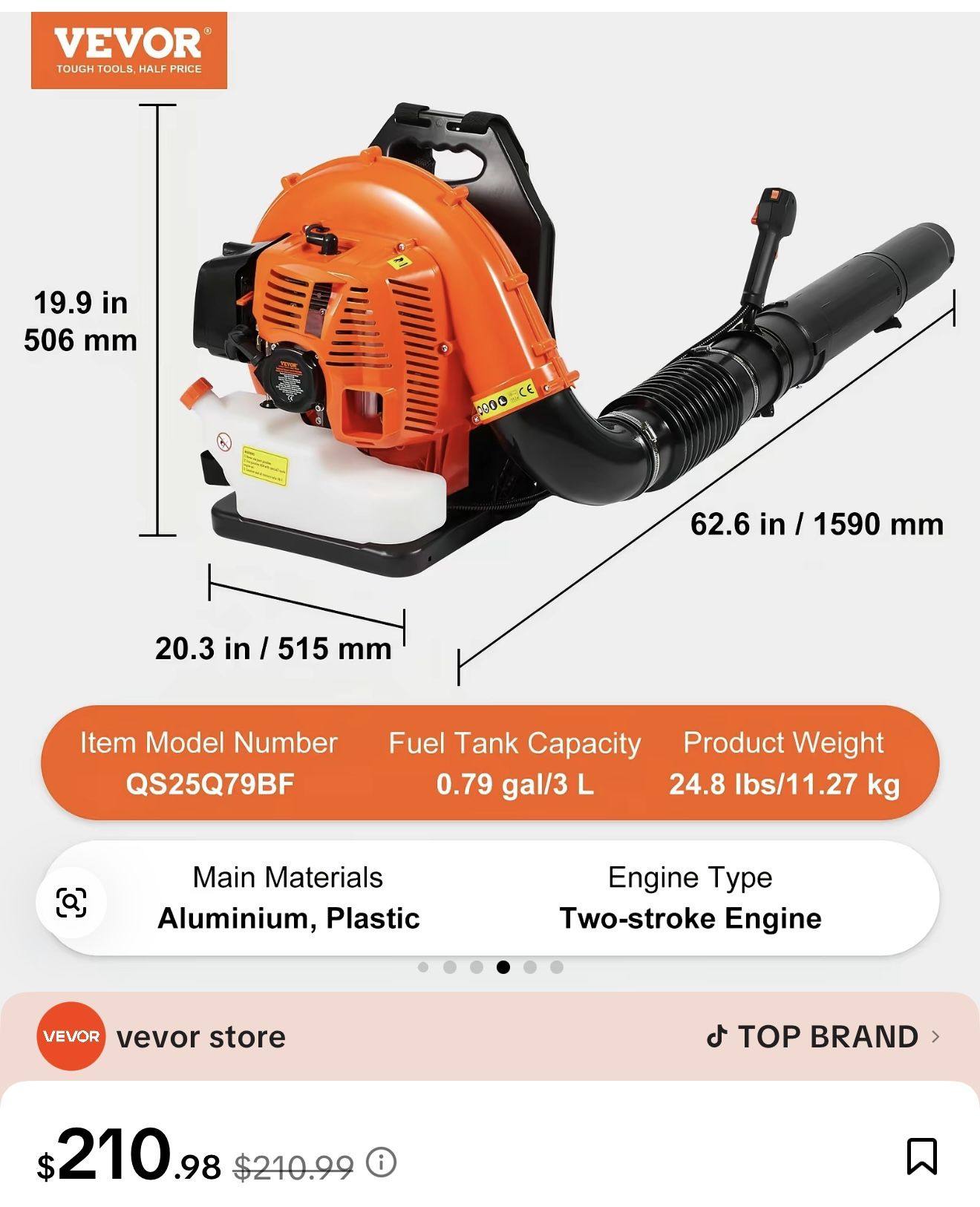 Gas Leaf Blower 189mph Wind $170 Brand New