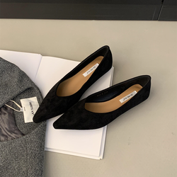 French-style Evening Elegance Pointed-toe Shallow Single Shoes Women, New Spring and Autumn Casual Slip-on Shoes with Chunky Heels, Women Shoes