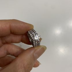925 Sterling Silver Engagement Ring Set