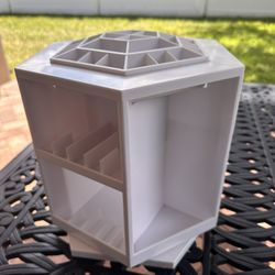 Lori Greiner Tabletop Rotating Cosmetic Make-up Organizer Cube White Plastic