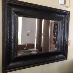 Vintage High-end Rectangular Leather Wall Mirror