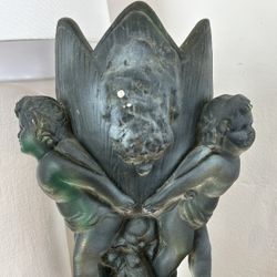Vintage ORNATE CHERUB Large Heavy Planter Pot Centerpiece Art Nouveau Deco Antique Sculpture French Collectible Retro Urn Vessel Plant Flowers Holder 