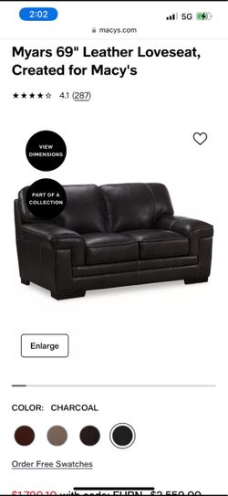 Myars 69" Leather Loveseat – Charcoal