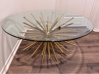 West Elm Starburst Coffee Table With 48” Glass Top, PRICE IS FIRM