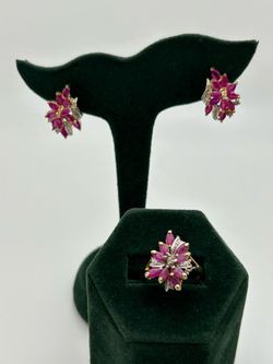 Gold Set of Earrings and Ring.