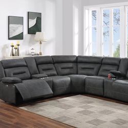 Grey Sectional Sofa With Power Reclining Seats $1350