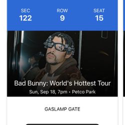 Bad Bunny Concert Sunday Sep 18th (2 Tickets)