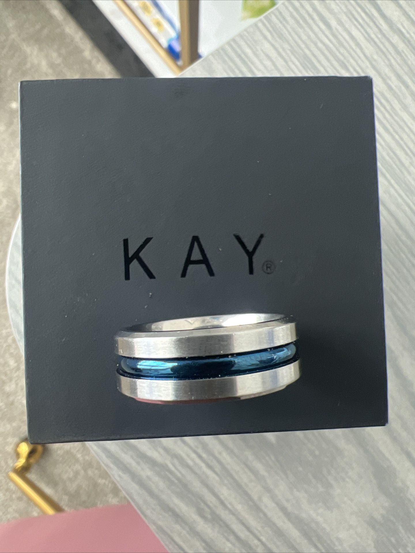 Wedding Band Blue Ion-Plated Stainless Steel 8mm  (Kay jewelry UPC (contact info removed)03)