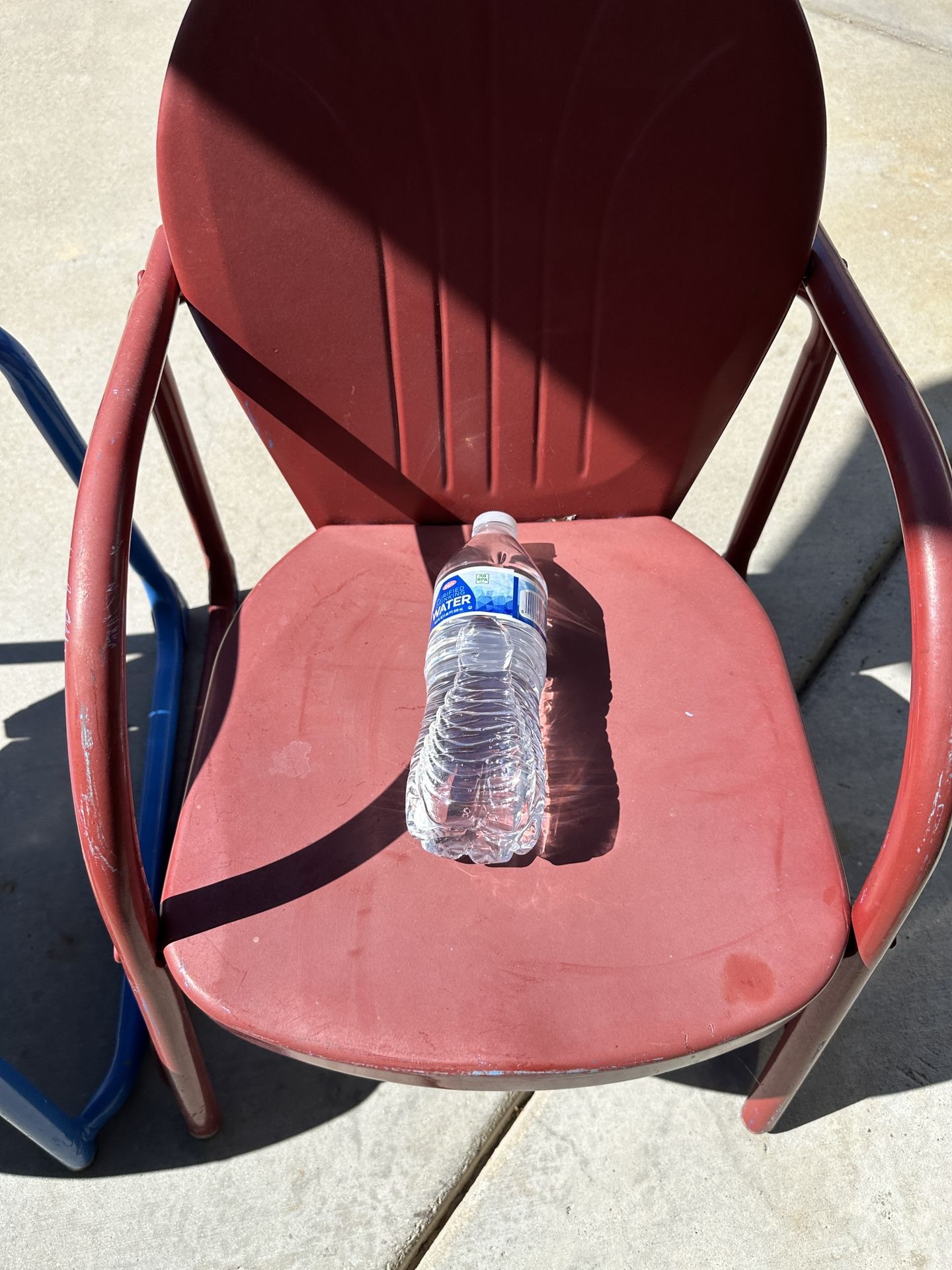 Child’s Youth Toddler Metal Lawn Chair Set Pair Red & Blue Tulip Design