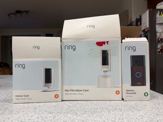 Ring Indoor Cam, Pan-Tilt Indoor Cam & Battery Doorbell Bundle