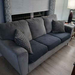 Sofa, 85 Inches Long With homemade pillows.
