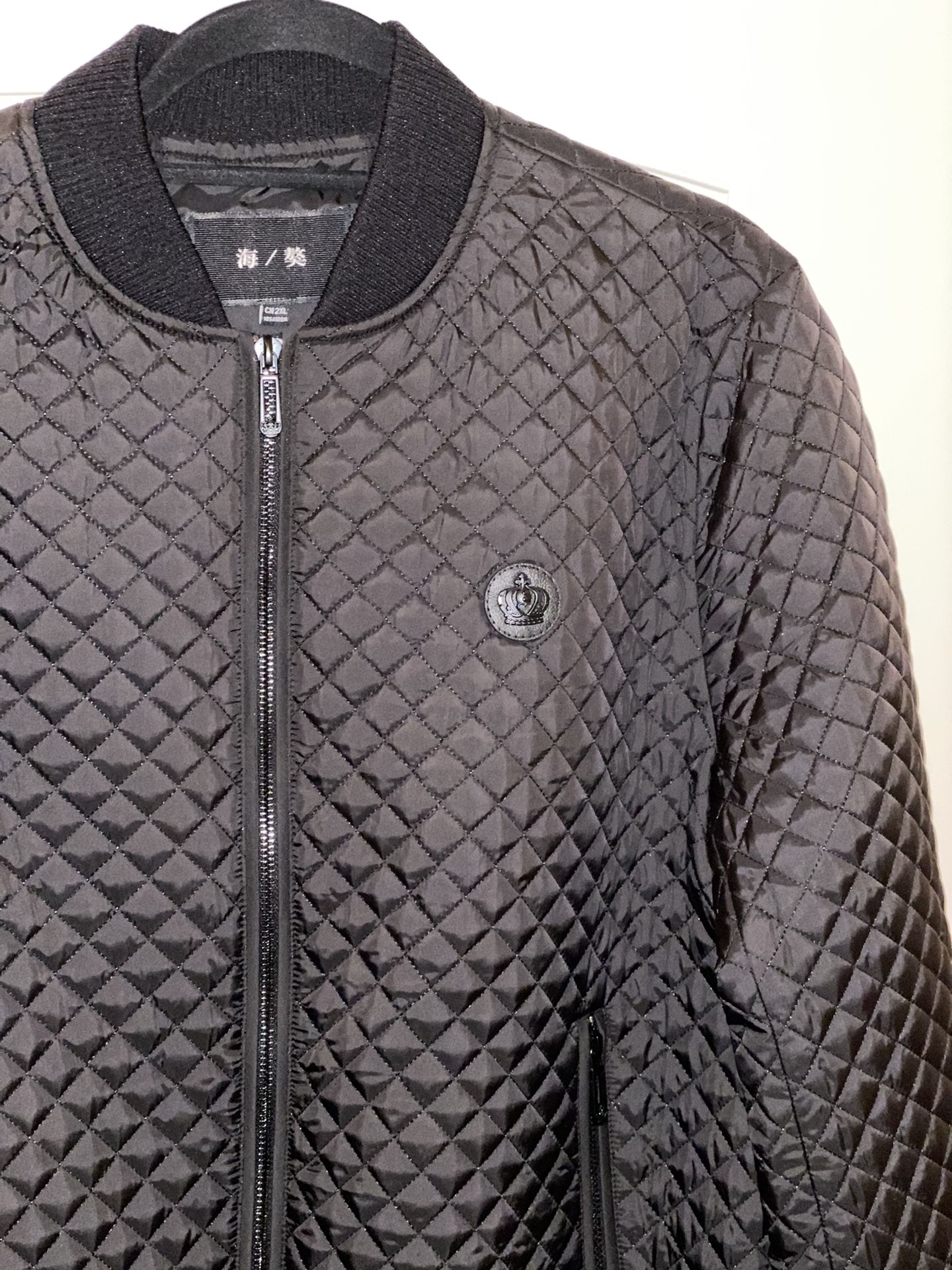 Mens Black Quilted Fashion Bomber Jacket