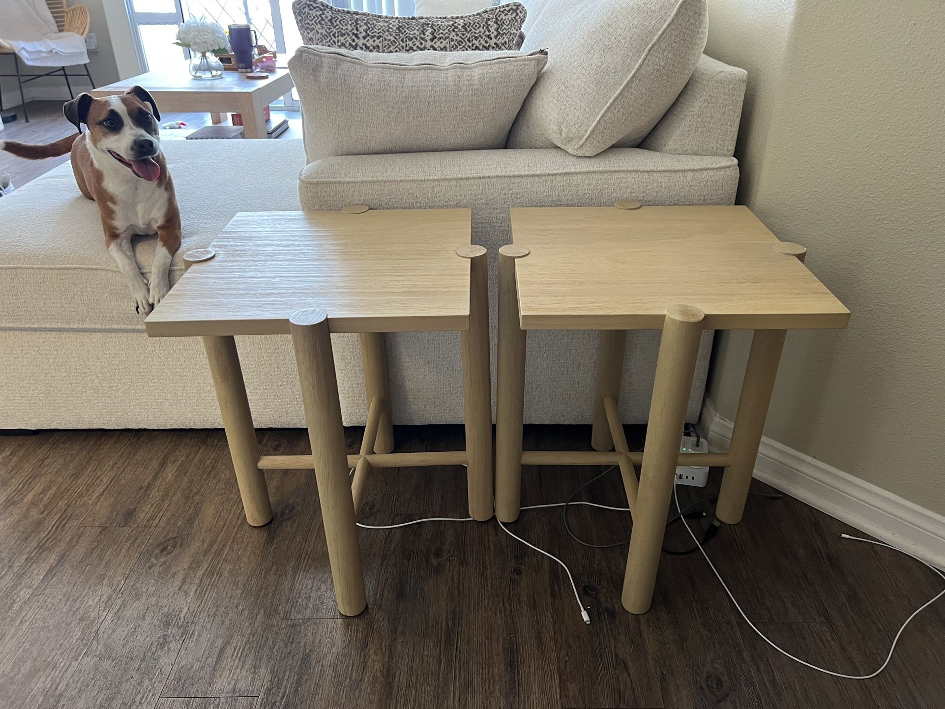 Crate & Barrel Jo Wood End Tables (2)