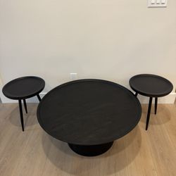 Black Coffee Table with Two Side Tables
