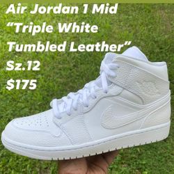 Air Jordan Retro 1 Mid “Triple White” Sz. 12