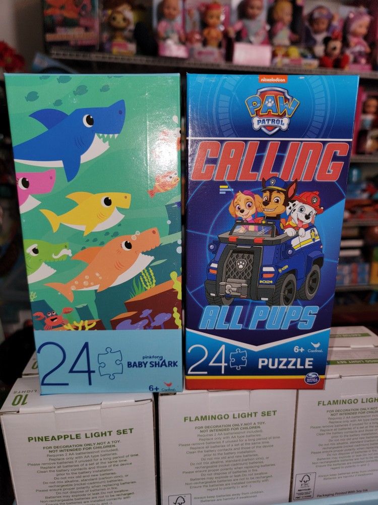 (NEW) 2 PUZZLES 24 PIECES, BABY SHARK AND PAW PATROL