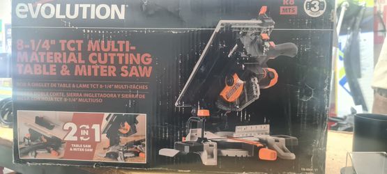 Evolution R8MTS 8-1/4" Convertible Miter/Table Saw - Multi-Function Saw - 0-45° Bevel & +/- 45° Miter - Multi-Material Cutting: Wood, Plastic, Metal -