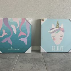 Unicorn and Mermaid Canvas Art 