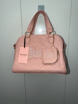 JUICY COUTURE Bag Upgrade U Tote Purse Powder Light Pink Embossed logo NEW