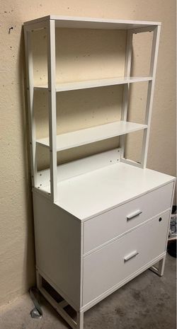 White Shelving Cabinet/ bottom drawer with key