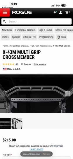 Rogue Fitness X-43M Multi Grip Crossmember