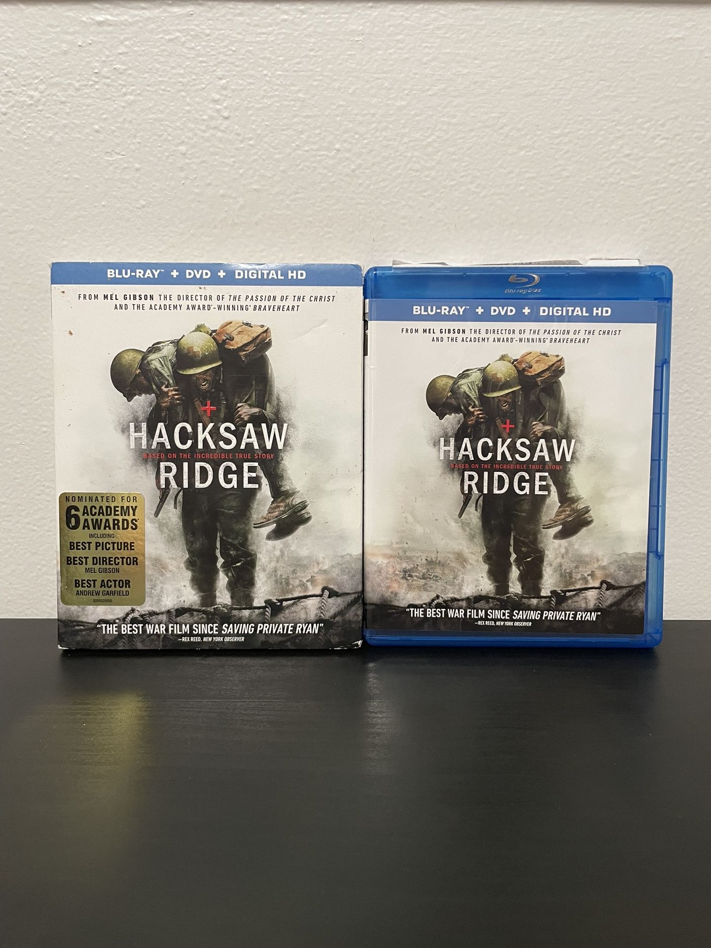 Hacksaw Ridge Blu-Ray DVD 2 Disc Set Slipcover Andrew Garfield WWII War 2016