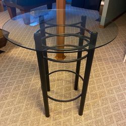 Tall Black Iron Pub Table With Clear Glass Top 