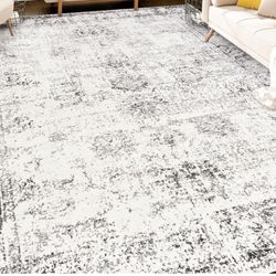 9x12 Washable Area Rug Carpet Grey Cream  Brand New 