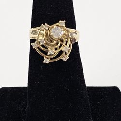 Gold Diamond Cluster Spinner Ring #10612