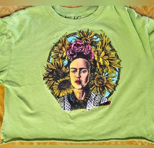 Womens FK Frida Green Crop Top, Junior Size XS