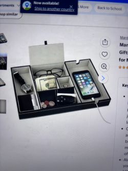 Leather nightstand, organizer, Mantello valet tray