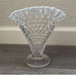 Small Vintage Vase Opalescent Hobnail Milk glass