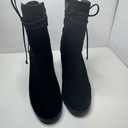 Johnston &Murphy Black Suede Leather Boots Size 8M 