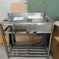Free Standing Stainless Steel Sink with Faucet - FSK0012